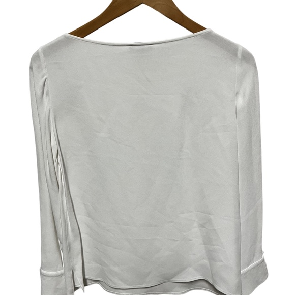 Massimo Dutti | Women's White Boat Neck Open Buttoned Long Sleeved Top - Picture 6 of 7